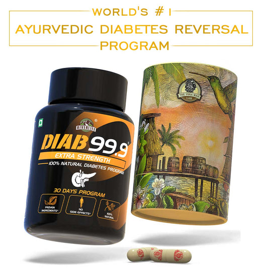 DIAB 99.9 - Type-2 Extra Strength Ayurvedic Diabetes Medicine | 100% Natural Health Care > Gut Health > Colon Detox > Supplement > Ayurvedic Constipation, IBS & Bowel Treatment The Yoga Man Lab 28 Days Pack: ₹1999/- (50% Off)