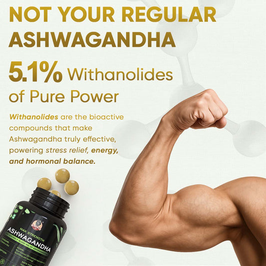 YogaManLab® Ashwagandha Tablets - 100% Lab Certified | Xtra Energy Booster & Stress Reliever - 30 Tablets