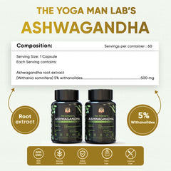YogaManLab® Ashwagandha Tablets - 100% Lab Certified | Xtra Energy Booster & Stress Reliever - 30 Tablets