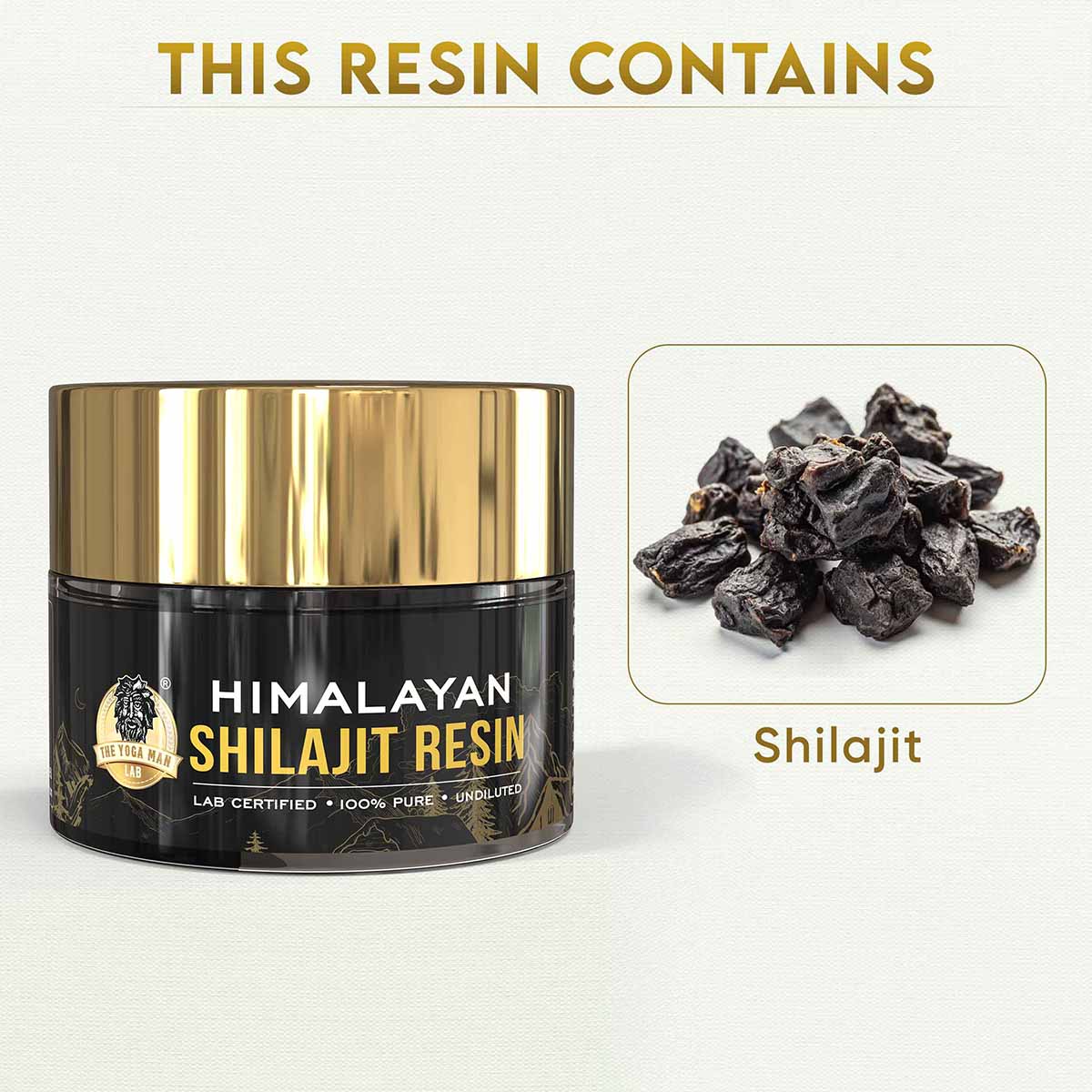YogaManLab® Himalayan Shilajit Resin Gold | with High Fulvic Acid & 87 Trace Minerals | Lab Certified, 100% Natural| 10 Grams Pack