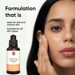 YogaManLab® 10% Vitamin-C & Ferulic Acid Face Serum | Non-Irritating & Non-Sticky | Tested for Oily, Sensitive Skin | Beginner-Friendly| Brightens Dull Skin, Evens Tone | No Purging | With 0.5% Ferulic Acid