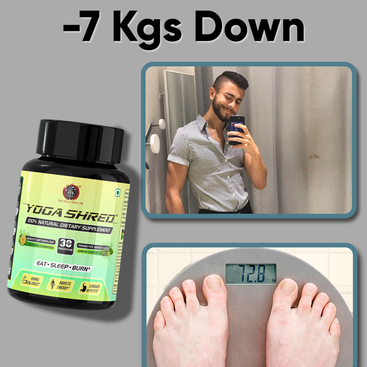 YOGA SHRED - Burn Fat At-Home Ayurvedic Supplement (Men) | Helps in Weight Loss & Boosting Energy | Ayurvedic & 100% Natural Health Care > Weight Loss > Fat Burner > Men > Supplement > Ayurvedic Fat Loss The Yoga Man Lab   