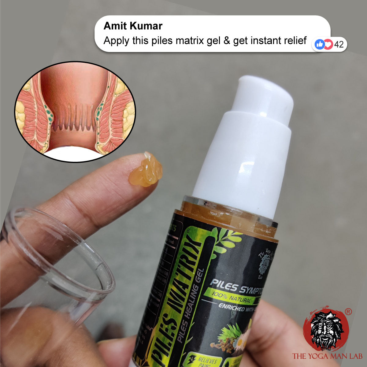 PILES MATRIX - Ayurvedic Piles Healing Gel | Relieves Itching, Inflammation & Lubricates Area | Made with 100% Natural Essential Oils Health Care > Gut Health > Piles > Gel > Ayurvedic Piles Treatment The Yoga Man Lab   